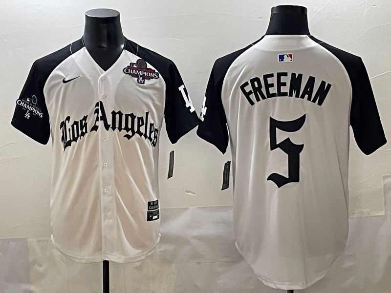 Men 2025 Los Angeles Dodgers #5 Freeman White black Five generations Joint Name Nike MLB Jersey style 5267->los angeles dodgers->MLB Jersey